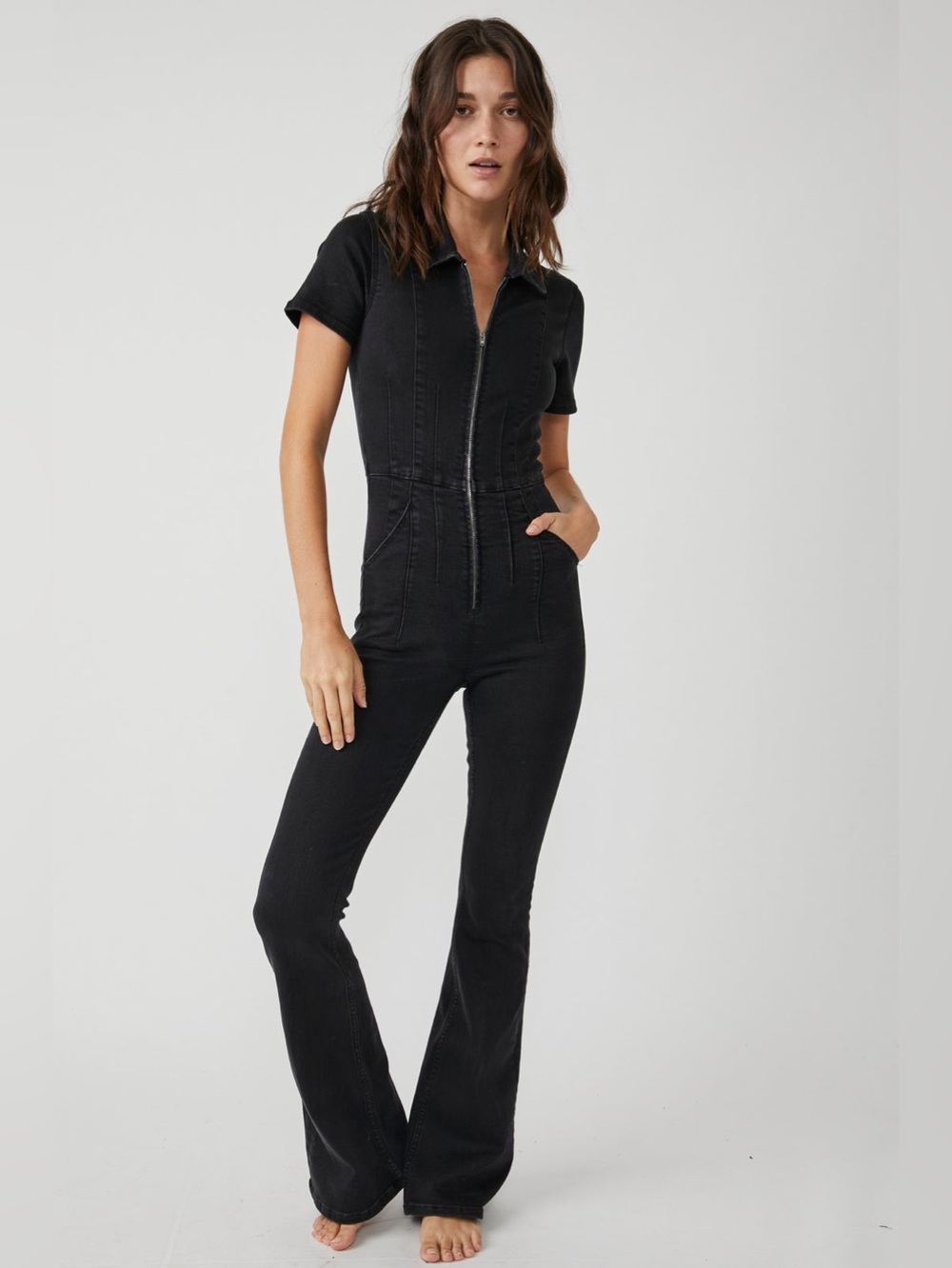NWT FREE PEOPLE WE THE FREE We The Free Jayde Flare Jumpsuit | Black Mamba $158